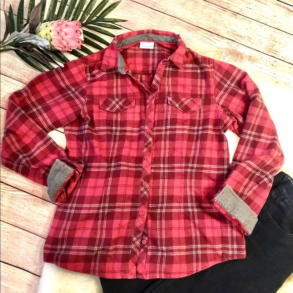 Columbia Tops - Columbia dark raspberry colored flannel shirt M